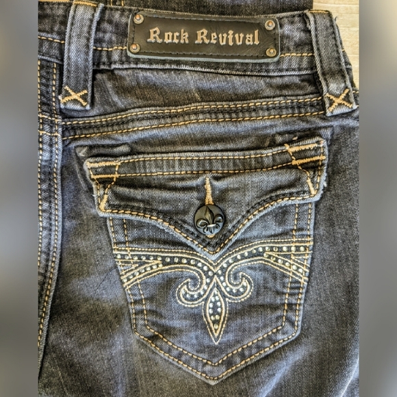 Rock Revival Faded Blk Sora Straight Jeans, Sz 29 - Picture 3 of 13